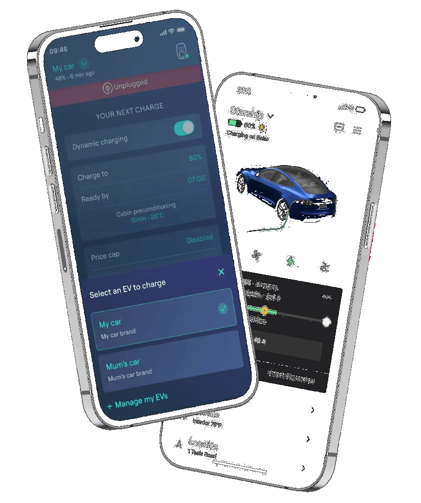 Ohme and Tesla charging apps on iPhone