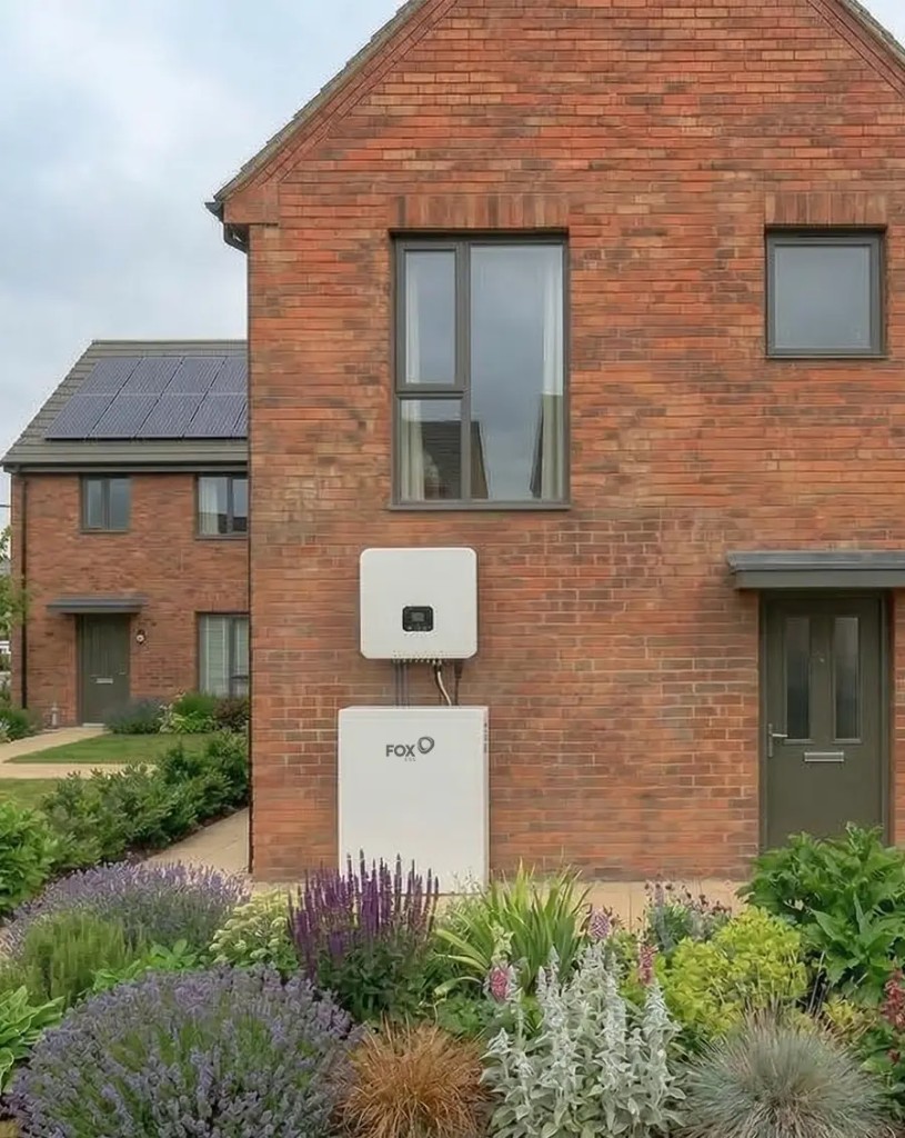 Home battery and inverter installed in a UK utility room
