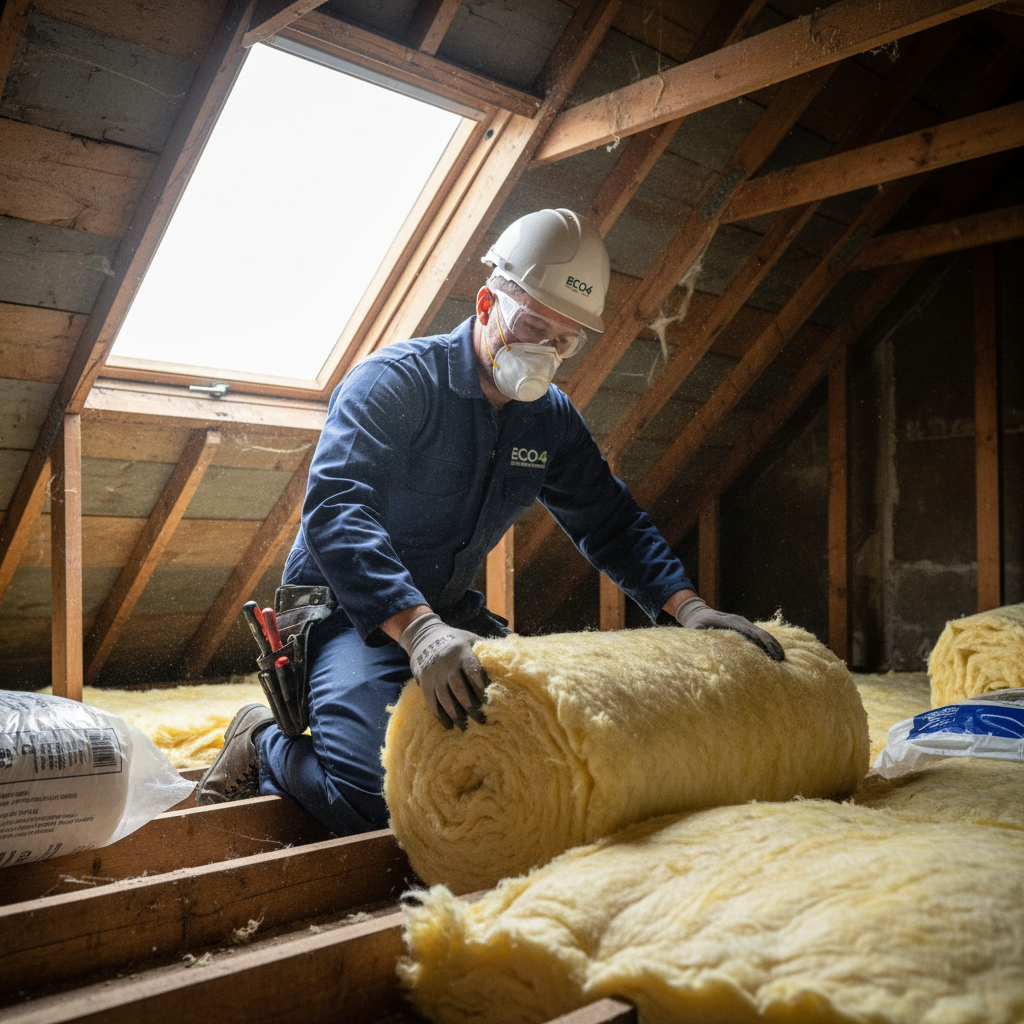 UKEM Smart Energy installer fitting cavity-wall insulation under the ECO4 scheme at a UK home