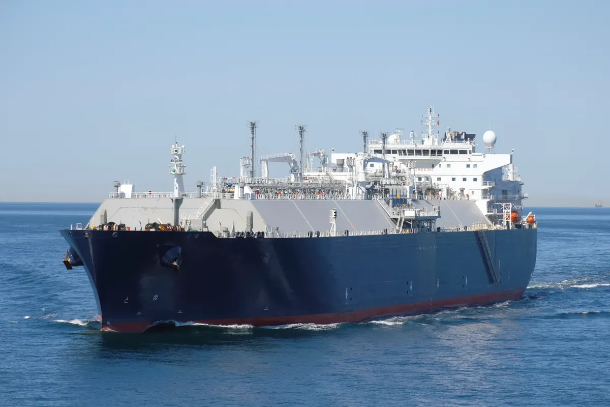 Liquefied natural gas tanker ship at sea