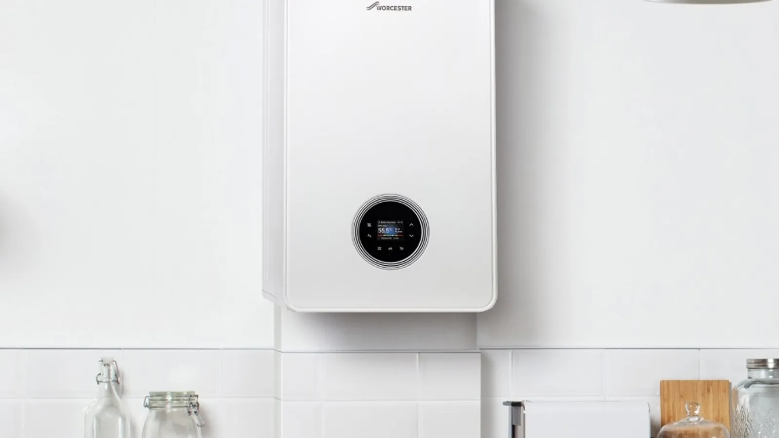 New Worcester Bosch Greenstar combi boiler installed in a UK kitchen