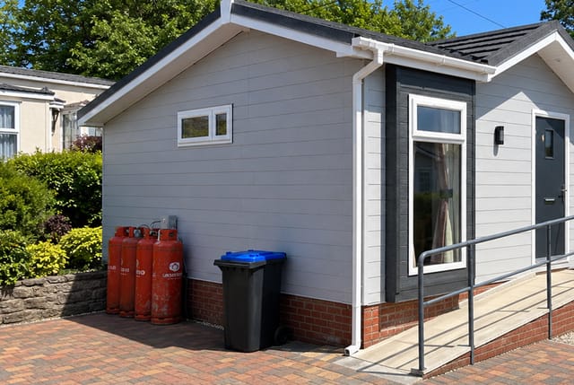 LPG gas cylinders supplying heating to a residential park home